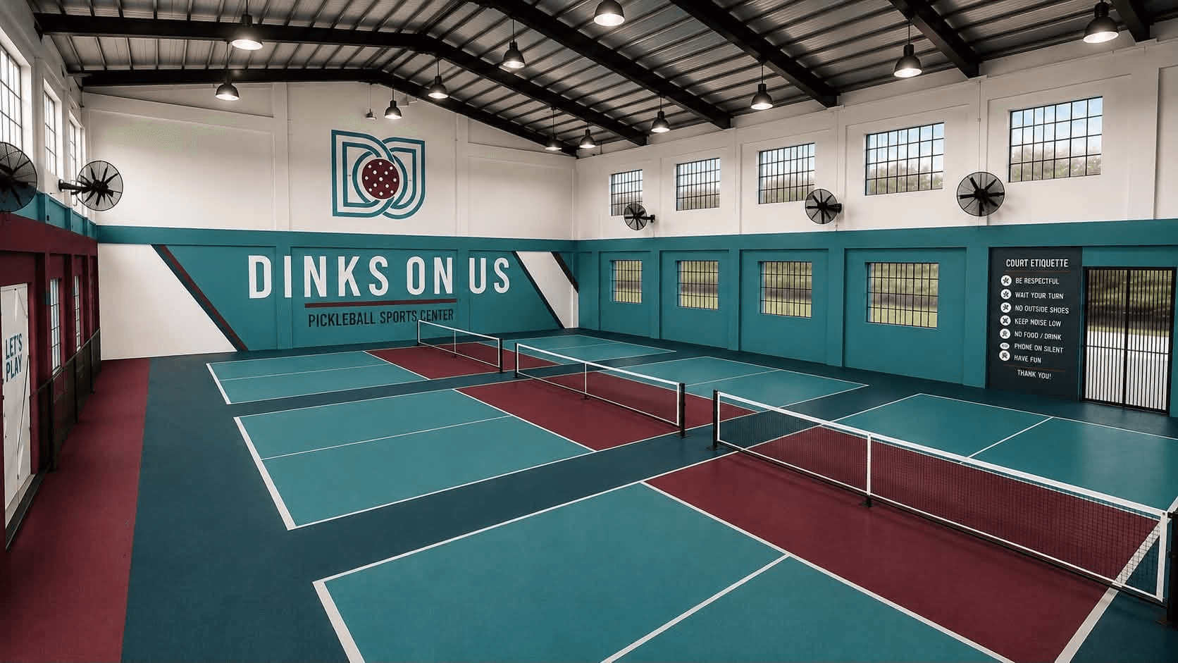 Indoor pickleball courts ready for play